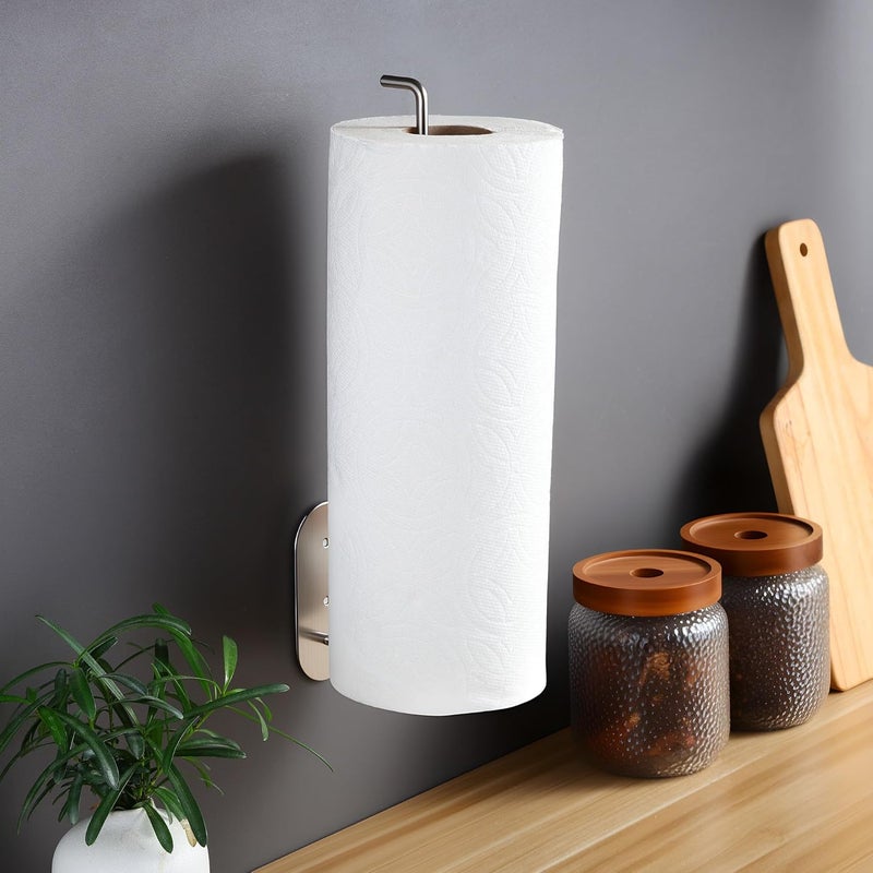 SUNTECH Paper Towel Holder Under Cabinet 2 Packs,12Inch Paper Towel Rack Wall Mount,Self Adhesive or Drilled Paper Towel Holder for Kitchen, Bathroom,Stainless Steel - Image 2